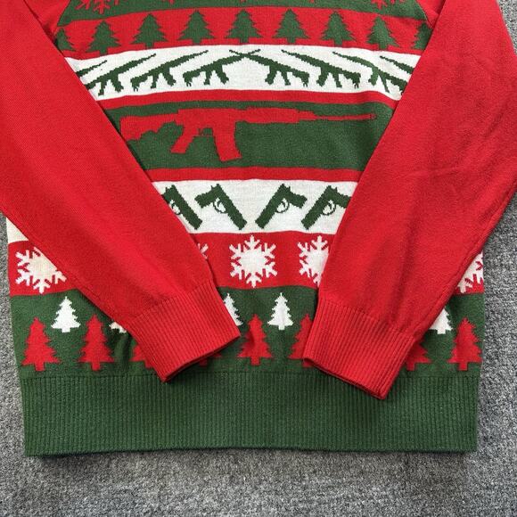 Exclusion Clothing Christmas Ugly Sweater Military Rifle/Pistol (AOP) Size L Red - Picture 2 of 6